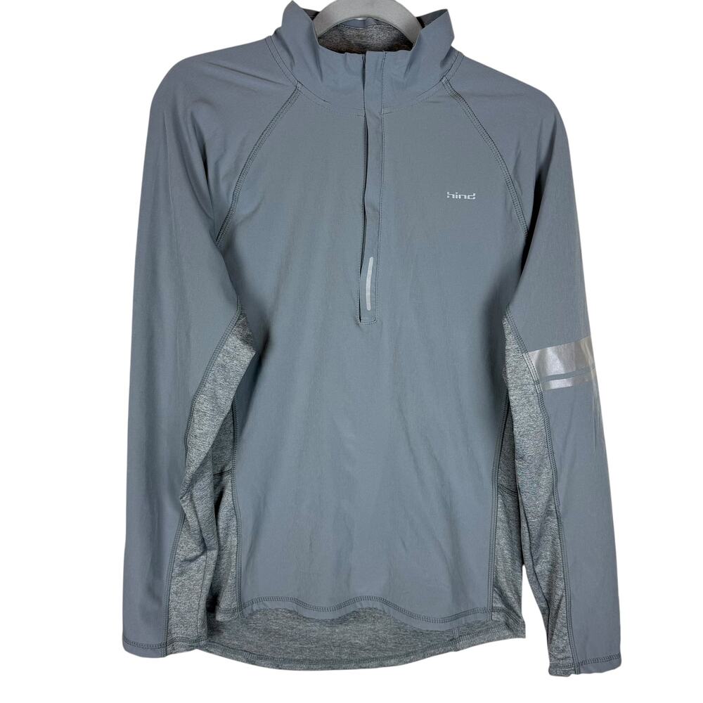 Hind‎ Pullover Men's Small Heather Gray Stretch Half Zip Raglan Sleeve Mock Neck